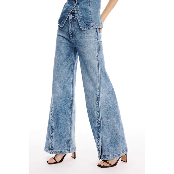 HUDSON Women's Blue Cotton Blend James High-Rise Wide Leg Jeans Size 28 - Picture 3 of 16